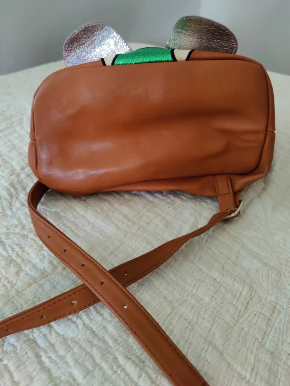 Danielle Nicole Disney Tinker Bell Mini Backpack Brown Vegan Leather Rare - Picture 8 of 8